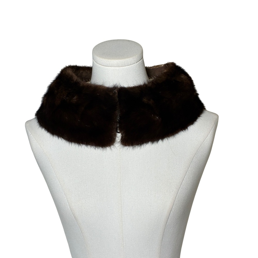 Vintage Mink Fur Collar Stole Wrap Mahogany Brown Hook Closure One Size